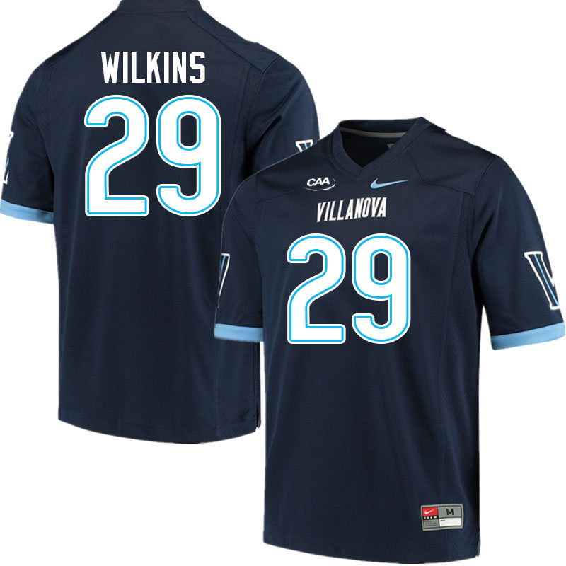 Villanova Wildcats #29 Samir Wilkins College Football Jerseys Stitched-Navy
